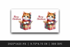 Watercolor cute cat kitten kitty box Merry Christmas greeting quote print 20 oz tumbler skinny mug wrap clipart t-shirt sublimation printable design