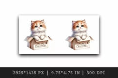Watercolor cute cat kitten kitty box Merry Christmas greeting quote print 20 oz tumbler skinny mug wrap clipart t-shirt sublimation printable design
