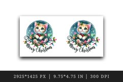 Watercolor cute cat kitten kitty lights Meowy Christmas greeting quote print 20oz tumbler skinny mug wrap clipart t-shirt sublimation printable design