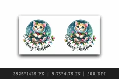 Watercolor cute cat kitten kitty lights Meowy Christmas greeting quote print 20oz tumbler skinny mug wrap clipart t-shirt sublimation printable design
