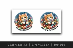 Watercolor cute cat kitten kitty lights Meowy Christmas greeting quote print 20oz tumbler skinny mug wrap clipart t-shirt sublimation printable design