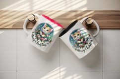 Watercolor cute cat kitten kitty lights Meowy Christmas greeting quote print 20oz tumbler skinny mug wrap clipart t-shirt sublimation printable design