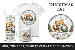 Watercolor cute cat kitten ornament Purrfect Holidays Christmas quote print 20 oz tumbler skinny mug wrap clipart t-shirt sublimation printable design