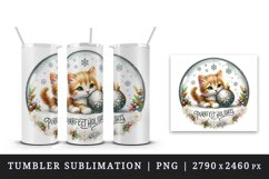 Watercolor cute cat kitten ornament Purrfect Holidays Christmas quote print 20 oz tumbler skinny mug wrap clipart t-shirt sublimation printable design