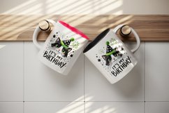 Watercolor cute cat party hat neon green sparkles It s My Birthday quote print tumbler skinny mug wrap clipart t-shirt sublimation printable design