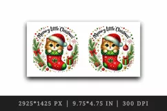 Watercolor cute cat peeking out of stocking Christmas quote New Year winter print tumbler skinny mug wrap clipart t-shirt sublimation printable design
