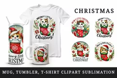 Watercolor cute cat peeking out of stocking Christmas quote New Year winter print tumbler skinny mug wrap clipart t-shirt sublimation printable design