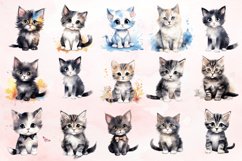 Watercolor Cute Cat Clipart Bundle Product Image 2