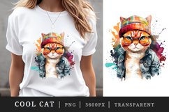 Watercolor cute cats superstar sublimation design bundle png Product Image 4