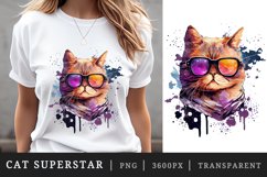 Watercolor cat superstar t-shirt sublimation print design Product Image 1