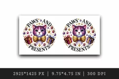 Watercolor cute cat wearing bowtie presents Christmas quote New Year winter print tumbler skinny mug wrap clipart t-shirt sublimation printable design