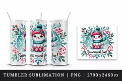 Watercolor cute cat wearing scarf mittens Christmas quote New Year winter print tumbler skinny mug wrap clipart t-shirt sublimation printable design