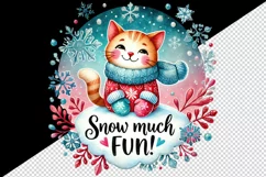 Watercolor cute cat wearing scarf mittens Christmas quote New Year winter print tumbler skinny mug wrap clipart t-shirt sublimation printable design