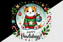 Watercolor cute cat wearing sweater Christmas quote New Year winter print tumbler skinny mug wrap clipart t-shirt sublimation printable design png