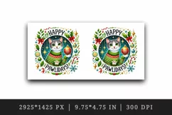 Watercolor cute cat wearing sweater Christmas quote New Year winter print tumbler skinny mug wrap clipart t-shirt sublimation printable design png