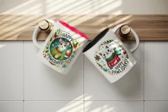 Watercolor cute cat wearing sweater Christmas quote New Year winter print tumbler skinny mug wrap clipart t-shirt sublimation printable design png