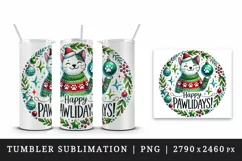 Watercolor cute cat wearing sweater Christmas quote New Year winter print tumbler skinny mug wrap clipart t-shirt sublimation printable design png