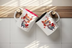 Watercolor cute cat with heart animal love Valentines Day print 20 oz tumbler skinny mug wrap clipart t-shirt sublimation printable design