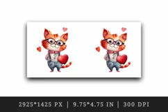 Watercolor cute cat with heart animal love Valentines Day print 20 oz tumbler skinny mug wrap clipart t-shirt sublimation printable design