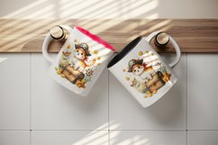 Watercolor cute cat with pirate hat standing on treasure chest print 20 oz tumbler skinny mug wrap clipart t-shirt sublimation printable design