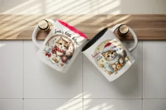 Watercolor cute cat with Santa Helper hat Christmas quote New Year winter print tumbler skinny mug wrap clipart t-shirt sublimation printable design