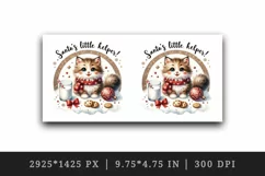 Watercolor cute cat with Santa Helper hat Christmas quote New Year winter print tumbler skinny mug wrap clipart t-shirt sublimation printable design
