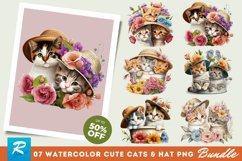 Watercolor Cute Cats Hat Bundle,clip art,png bundle,digital illustration,watercolor clipart,spring clipart,printable art,journal,decorative art,st patricks clipart,clover art,pot of gold,animals with hats,Irish child,clip art,png bundle,digital illustrati