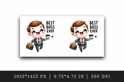 Watercolor cute character man suit holding coffee cup Best Boss Ever quote print tumbler skinny mug wrap clipart t-shirt sublimation printable design