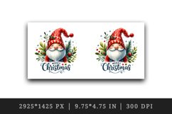 Watercolor cute cheerful gnome wearing red hat Merry Christmas quote print 20 oz tumbler skinny mug wrap clipart t-shirt sublimation printable design