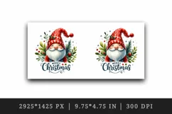 Watercolor cute cheerful gnome wearing red hat Merry Christmas quote print 20 oz tumbler skinny mug wrap clipart t-shirt sublimation printable design