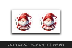 Watercolor cute cheerful gnome wearing red hat Merry Christmas quote print 20 oz tumbler skinny mug wrap clipart t-shirt sublimation printable design