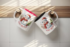 Watercolor cute cheerful snowman red scarf Merry Christmas quote print 20 oz tumbler skinny mug wrap clipart t-shirt sublimation printable design