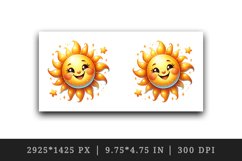 Watercolor cute cheerful sun big beaming smile radiating playful rays print 20 oz tumbler skinny mug wrap clipart t-shirt sublimation printable design