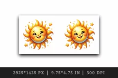Watercolor cute cheerful sun big beaming smile radiating playful rays print 20 oz tumbler skinny mug wrap clipart t-shirt sublimation printable design