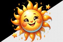 Watercolor cute cheerful sun big beaming smile radiating playful rays print 20 oz tumbler skinny mug wrap clipart t-shirt sublimation printable design