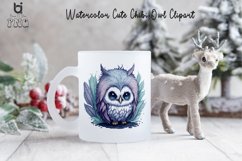 Watercolor Cute Chibi Owl Clipart, Owl T-shirt Design Product Image 2