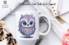 Watercolor Cute Chibi Owl Clipart, Owl T-shirt Design Product Image 3