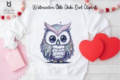 Watercolor Cute Chibi Owl Clipart, Owl T-shirt Design Product Image 5