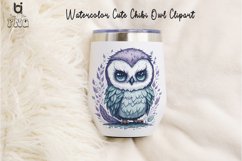 Watercolor Cute Chibi Owl Clipart, Owl T-shirt Design Product Image 6