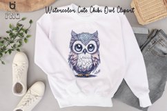 Watercolor Cute Chibi Owl Clipart, Owl T-shirt Design Product Image 9