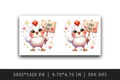 Watercolor cute chicken sparkle hearts I Love You quote Valentine Day print 20 oz tumbler skinny mug wrap clipart t-shirt sublimation printable design