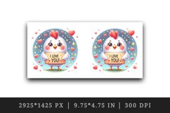 Watercolor cute chicken sparkle hearts I Love You quote Valentine Day print 20 oz tumbler skinny mug wrap clipart t-shirt sublimation printable design