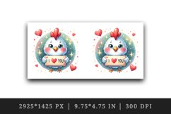 Watercolor cute chicken sparkle hearts I Love You quote Valentine Day print 20 oz tumbler skinny mug wrap clipart t-shirt sublimation printable design