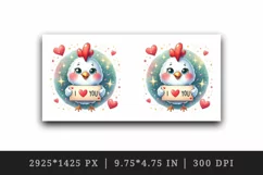 Watercolor cute chicken sparkle hearts I Love You quote Valentine Day print 20 oz tumbler skinny mug wrap clipart t-shirt sublimation printable design