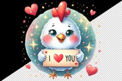 Watercolor cute chicken sparkle hearts I Love You quote Valentine Day print 20 oz tumbler skinny mug wrap clipart t-shirt sublimation printable design