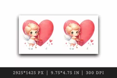 Watercolor cute child Cupid red heart arrow love Valentine Day print 20 oz tumbler skinny mug wrap clipart t-shirt sublimation printable design