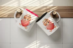 Watercolor cute child Cupid red heart arrow love Valentine Day print 20 oz tumbler skinny mug wrap clipart t-shirt sublimation printable design