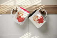 Watercolor cute child Cupid red heart arrow love Valentine Day print 20 oz tumbler skinny mug wrap clipart t-shirt sublimation printable design