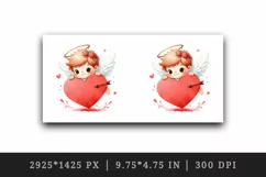 Watercolor cute child Cupid red heart arrow love Valentine Day print 20 oz tumbler skinny mug wrap clipart t-shirt sublimation printable design