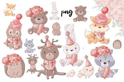 Watercolor Cute Christmas Animals 